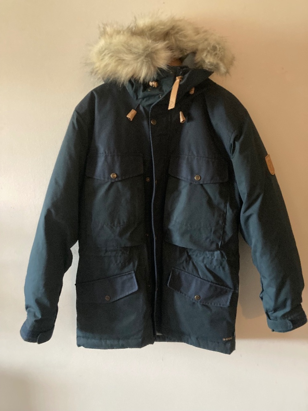Fjallraven Singi Down Parka in Dark Blue, Mens,  Size S but fits M.